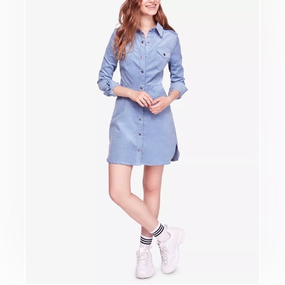 NWT Free People Dynomite In Corduroy
Blue Shirt Dress sz XS
